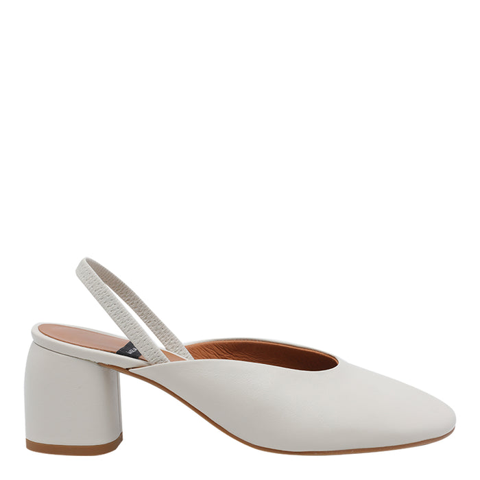 Angel Alarcon With Heel White Calf Leather/rubber Sole