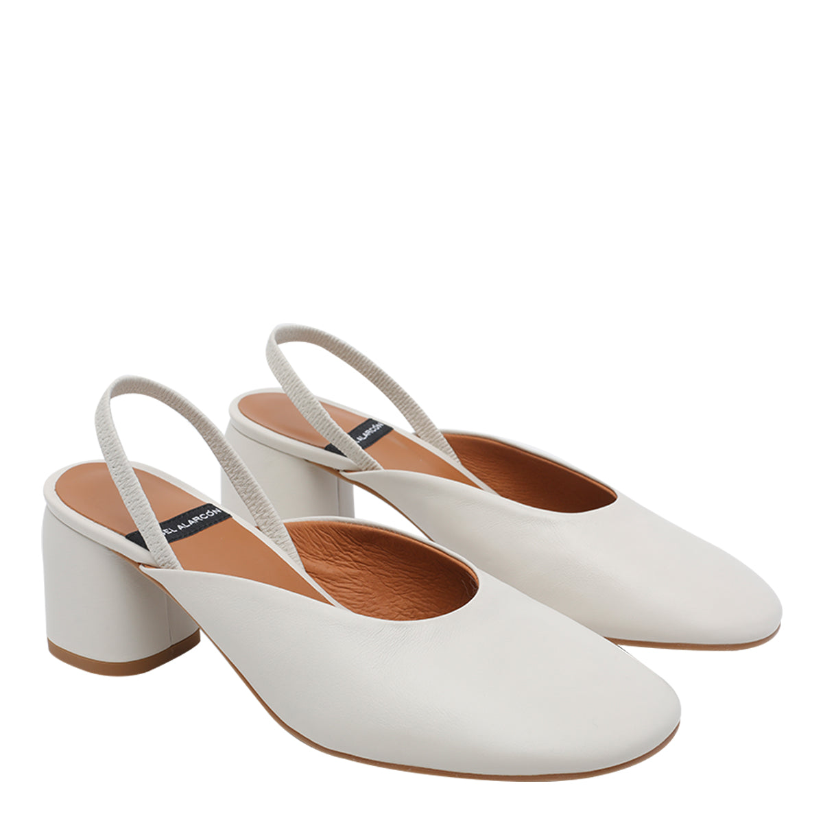Angel Alarcon With Heel White Calf Leather/rubber Sole