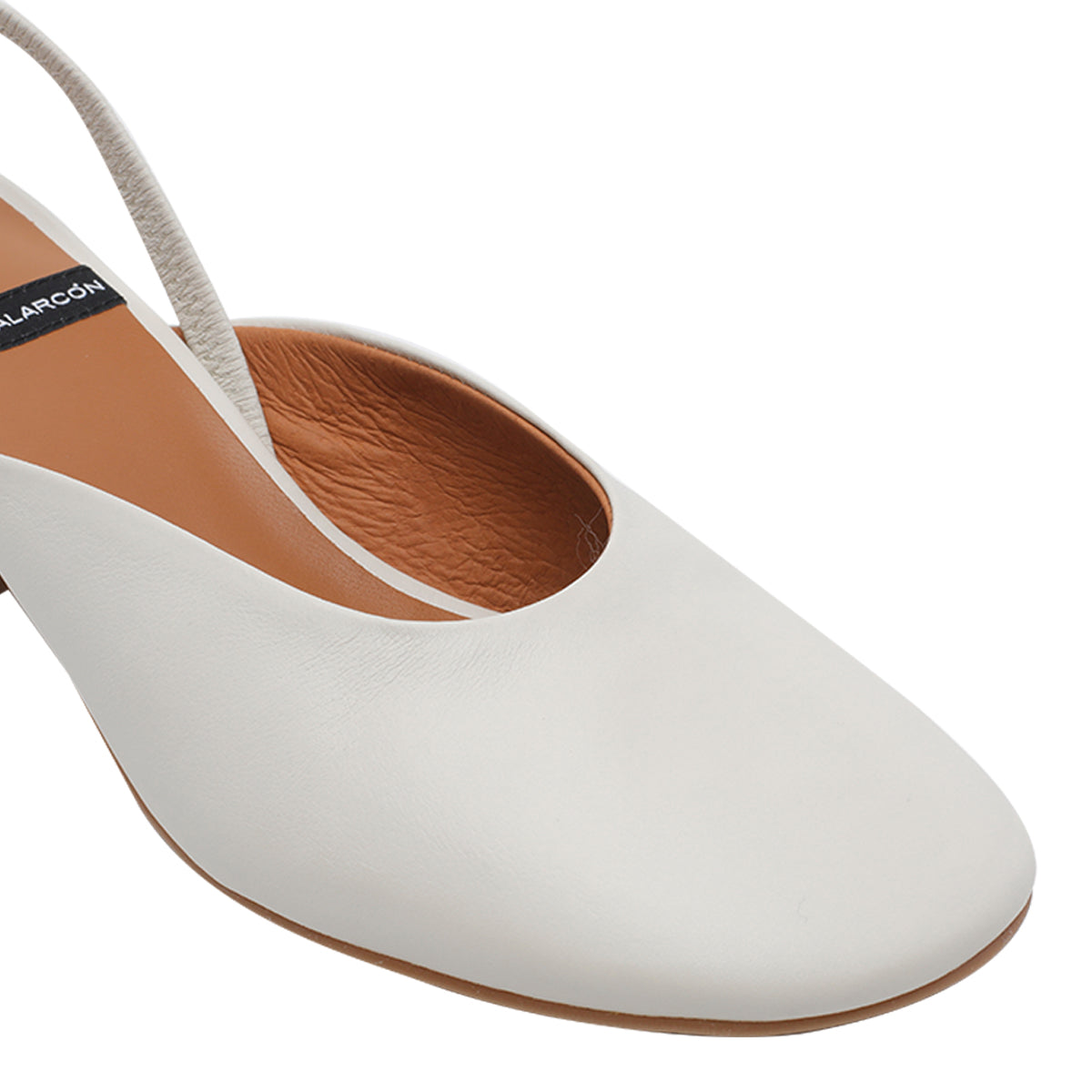Angel Alarcon With Heel White Calf Leather/rubber Sole
