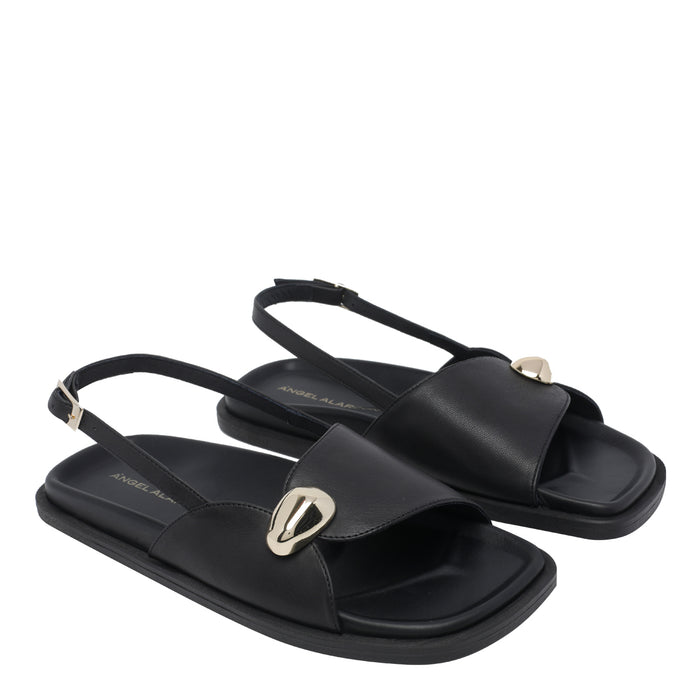 Angel Alarcon Sandals Black Calf Leather/rubber Sole