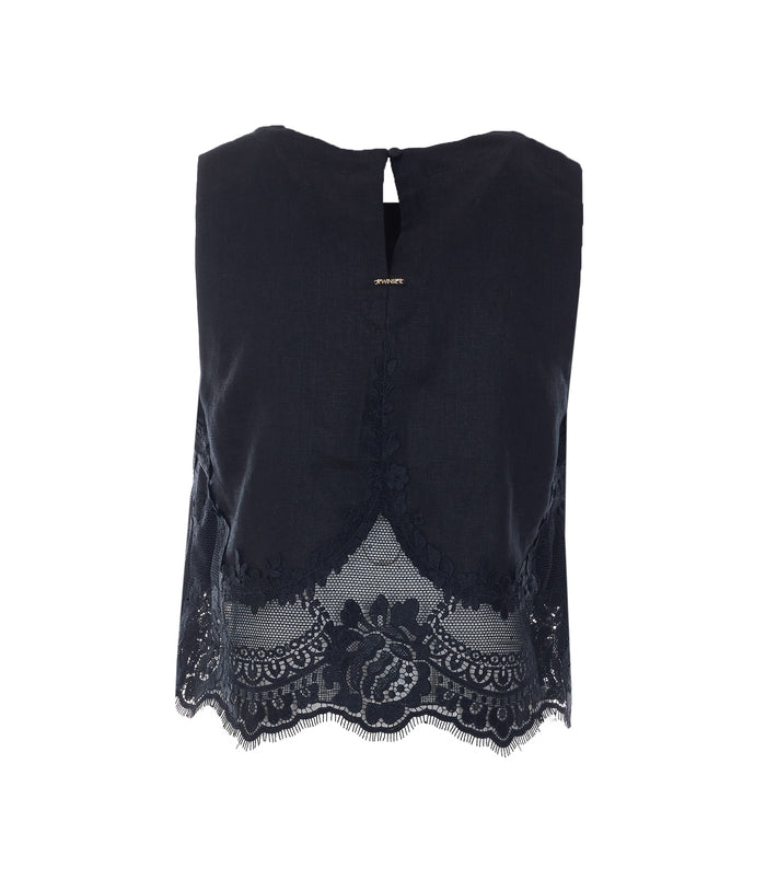 Twin-Set Top Black Linen