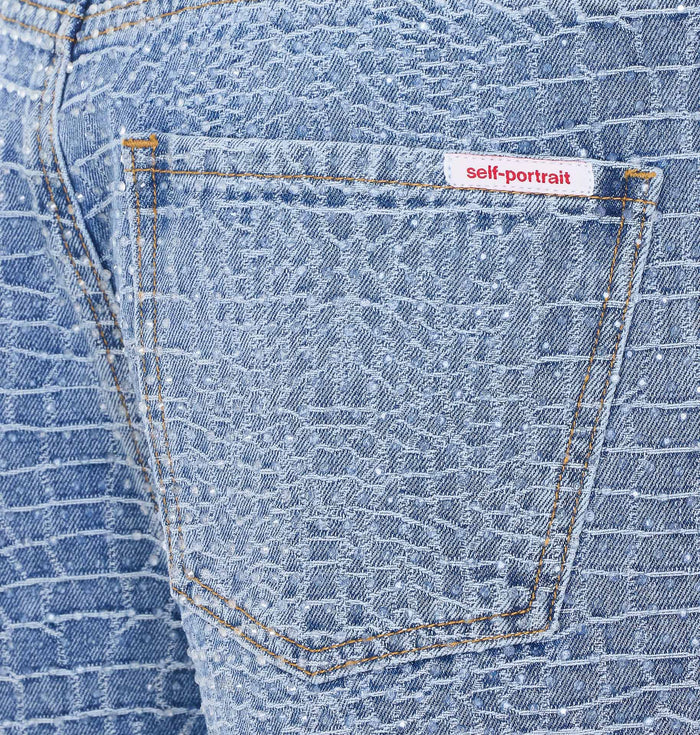 Self Portrait Shorts Blue Cotton