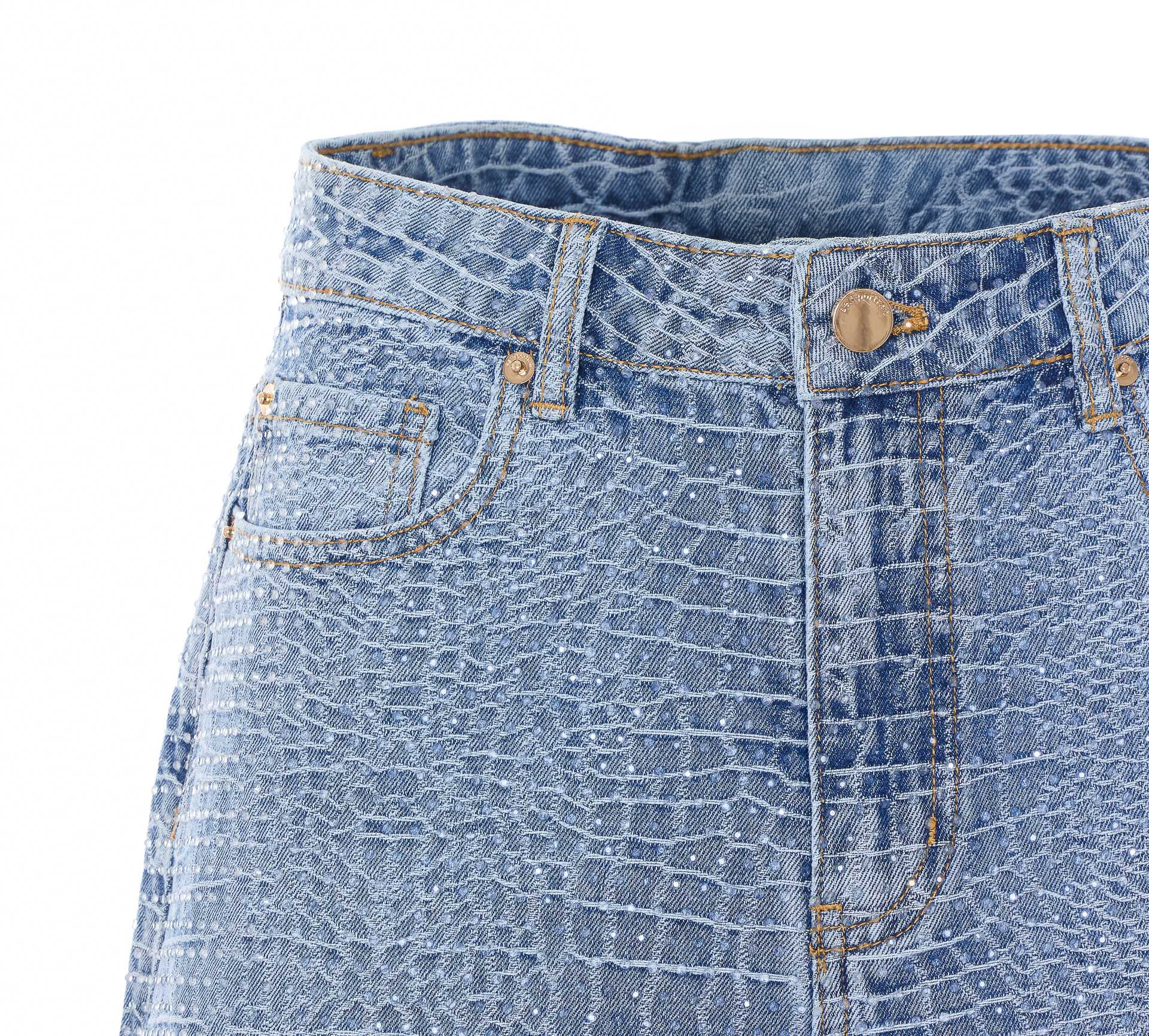 Self Portrait Shorts Blue Cotton