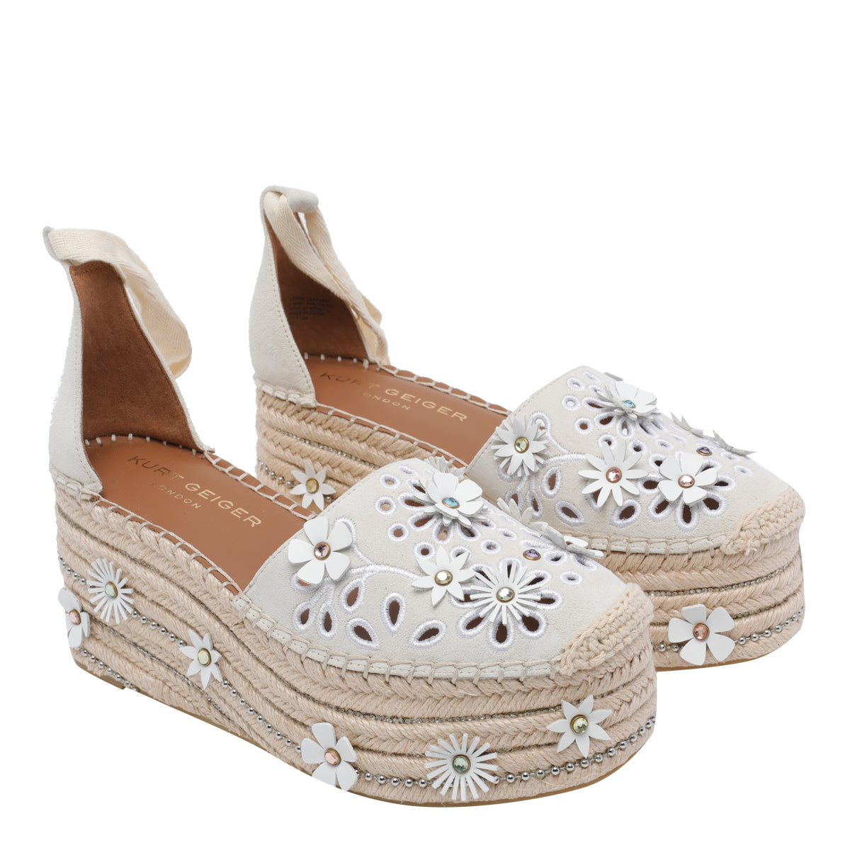 Kurt Geiger Sandals White Suede Leather/rubber Sole