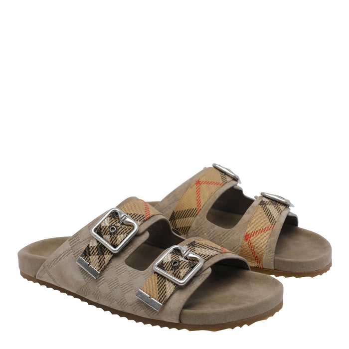 Burberry Sandals Beige Suede Leather/rubber Sole