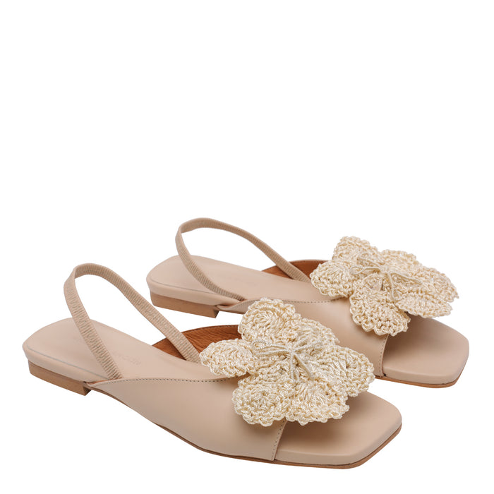 Angel Alarcon With Heel Beige Calf Leather/rubber Sole
