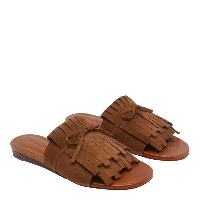 Angel Alarcon Sandals Brown Suede Leather/rubber Sole