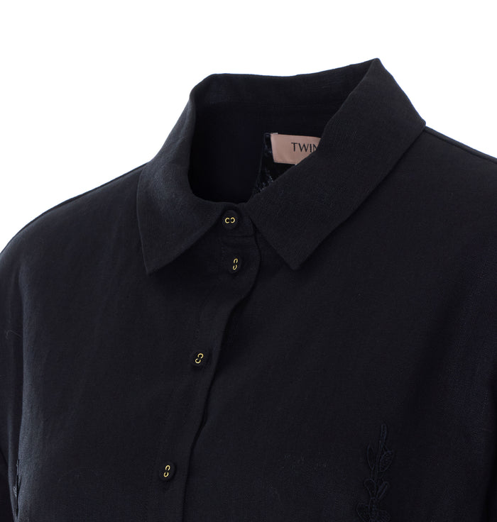 Twin-Set Shirts Black Linen