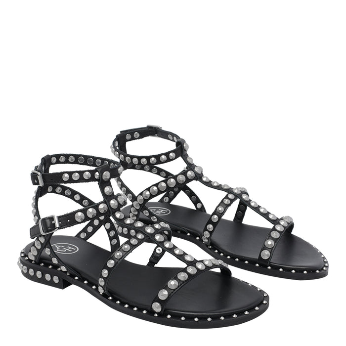 Ash Sandals Black Calf Leather/rubber Sole