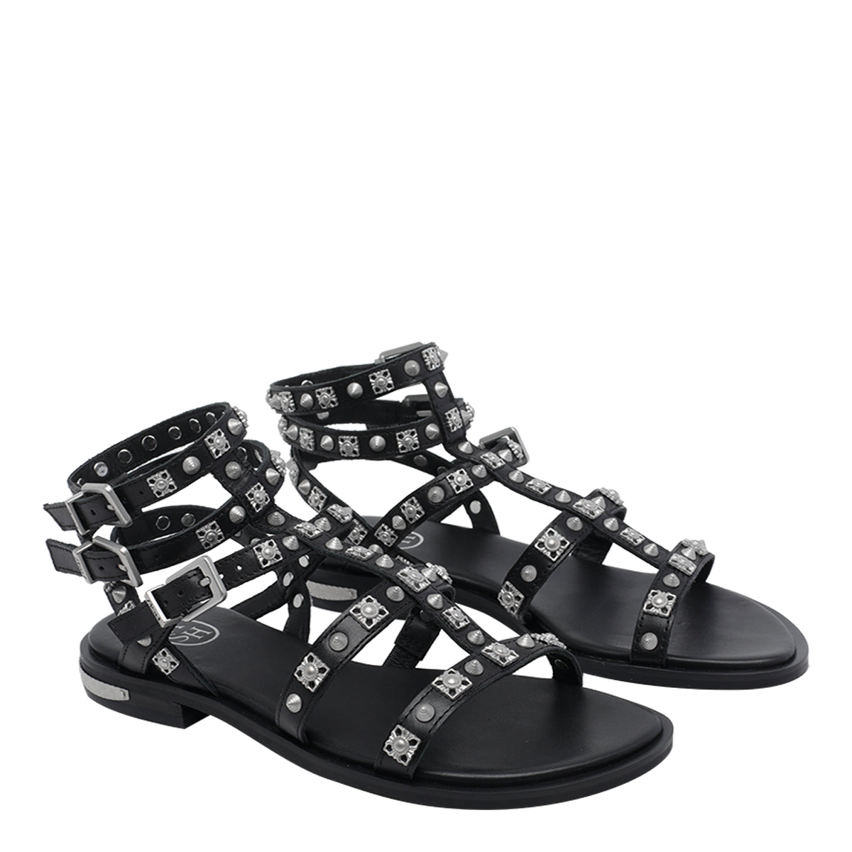 Ash Sandals Black Calf Leather/rubber Sole