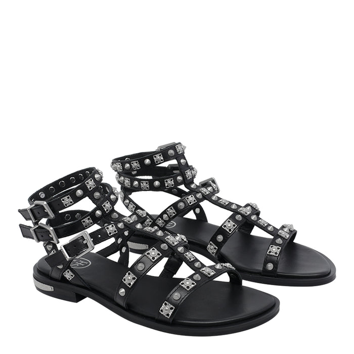 Ash Sandals Black Calf Leather/rubber Sole