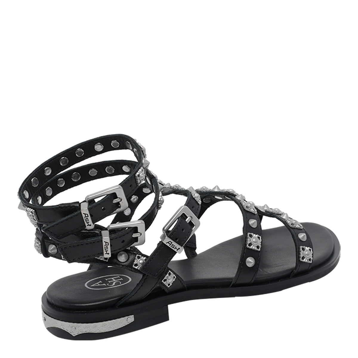 Ash Sandals Black Calf Leather/rubber Sole