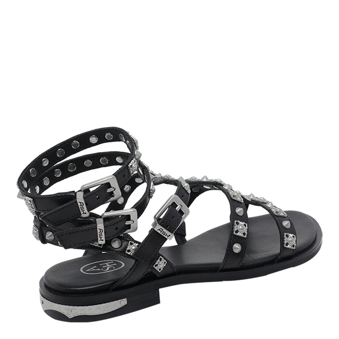 Ash Sandals Black Calf Leather/rubber Sole