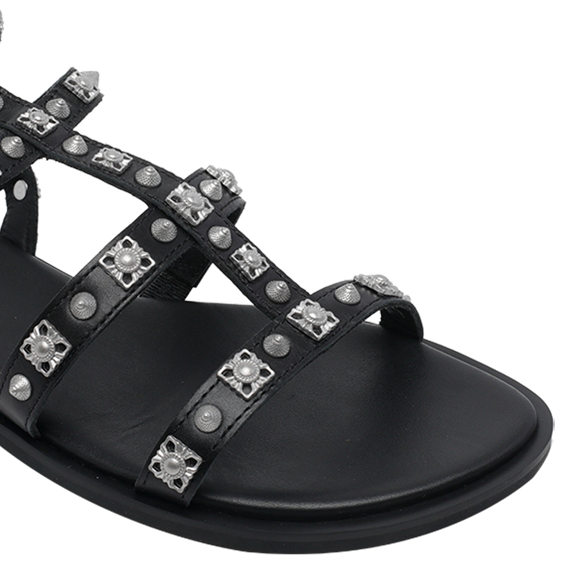 Ash Sandals Black Calf Leather/rubber Sole