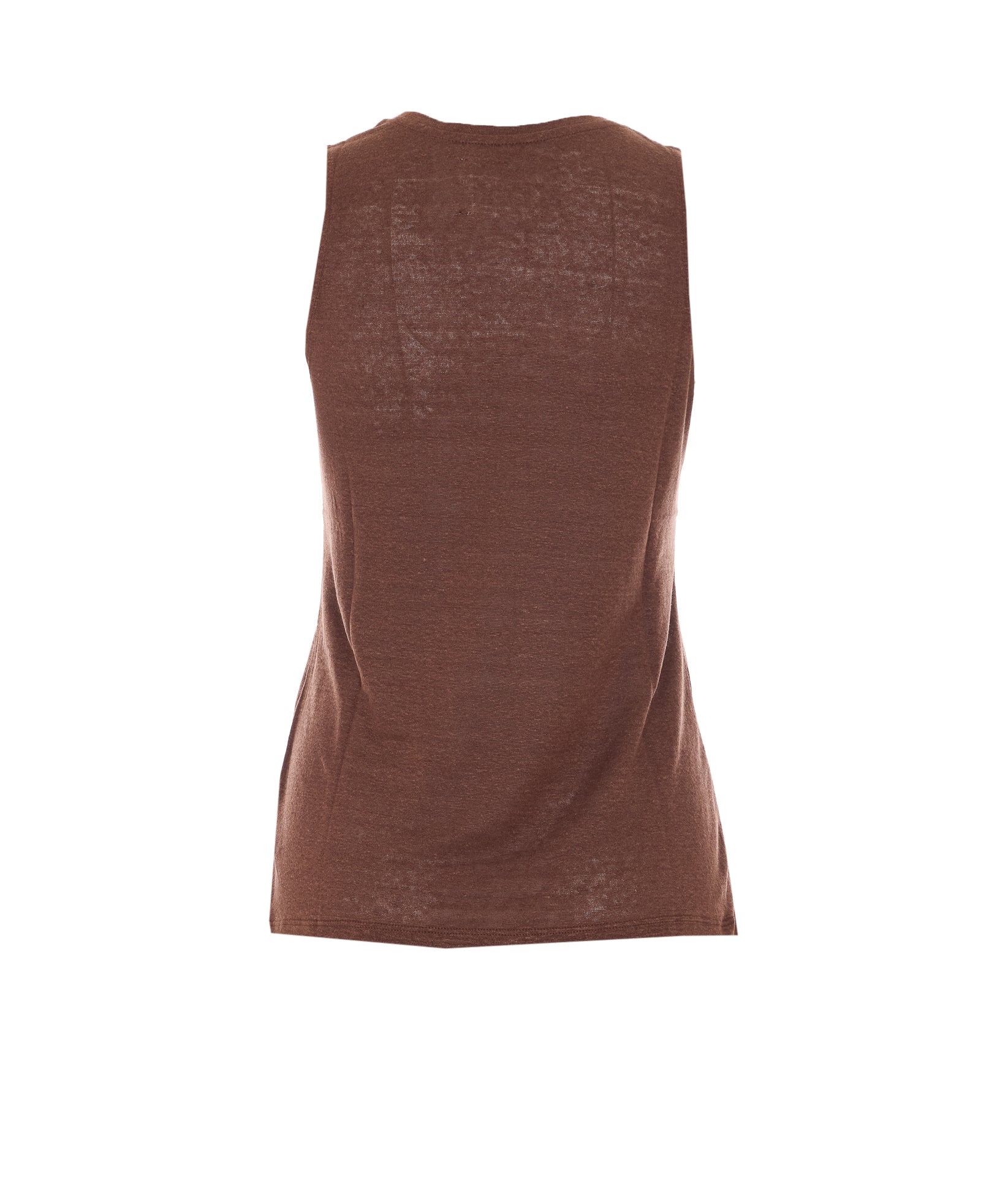 Not Shy Top Brown Linen