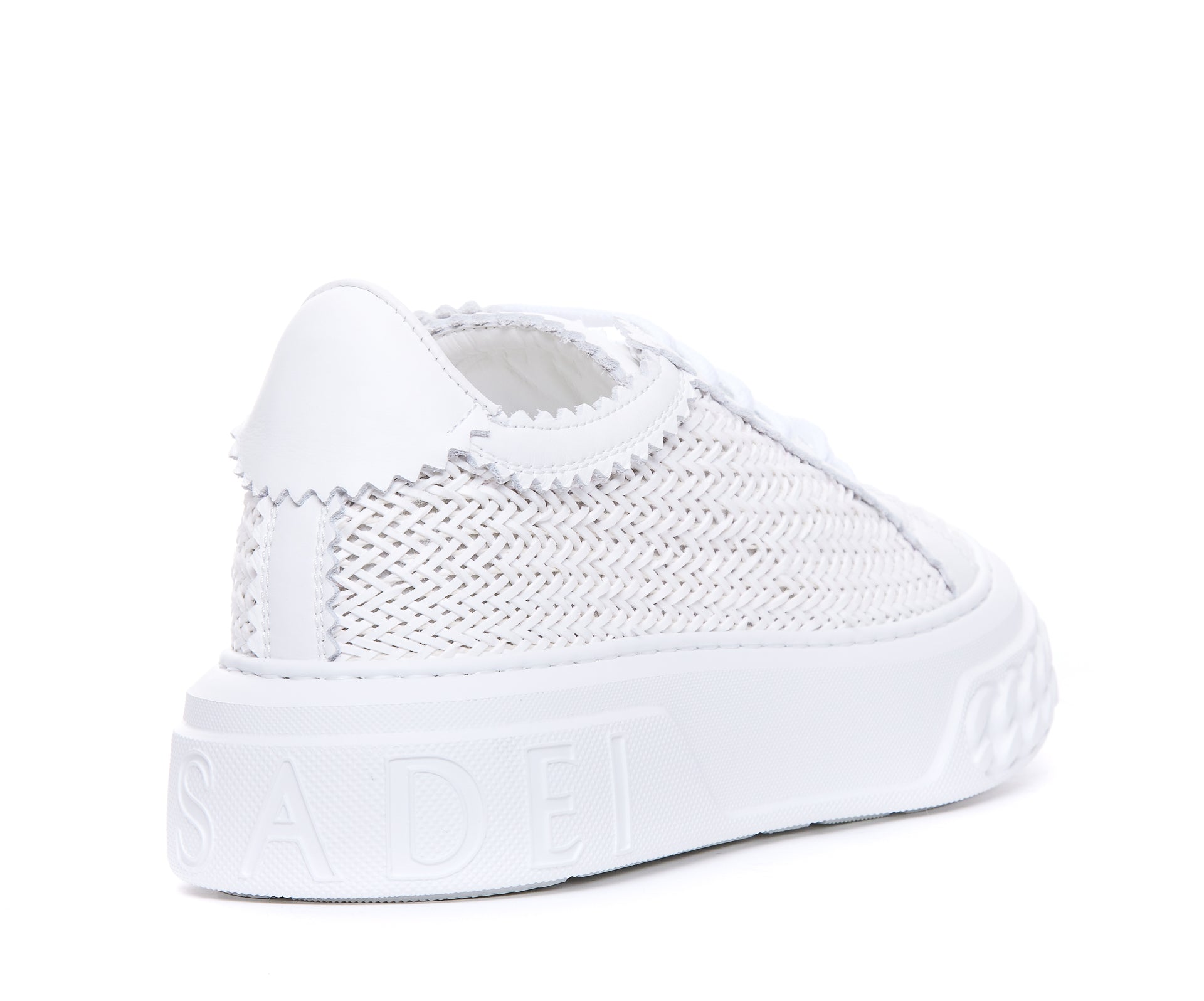 Casadei White Calf Leather/rubber Sole