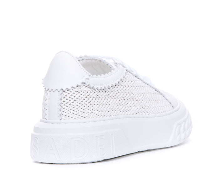 Casadei White Calf Leather/rubber Sole