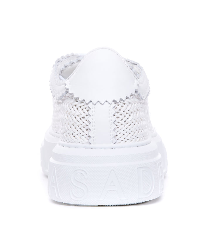 Casadei White Calf Leather/rubber Sole