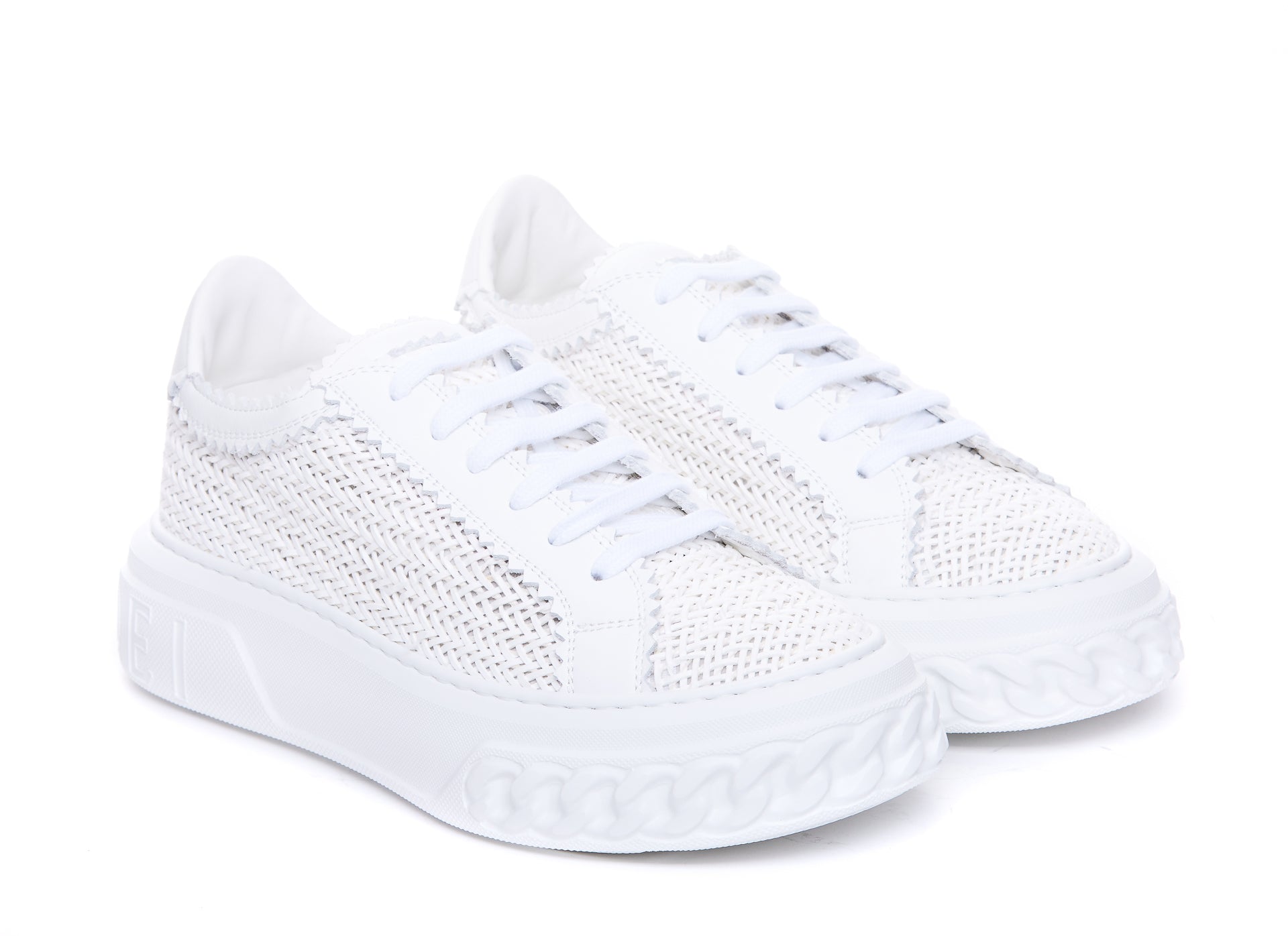Casadei White Calf Leather/rubber Sole