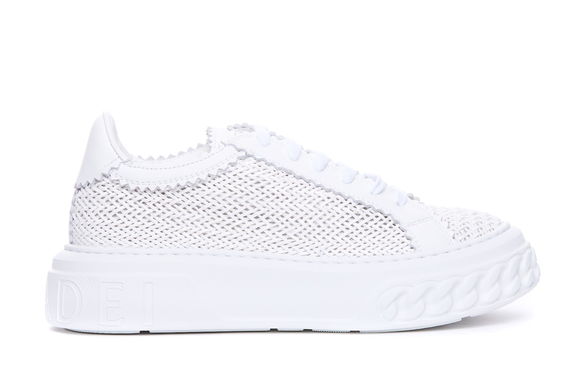 Casadei White Calf Leather/rubber Sole