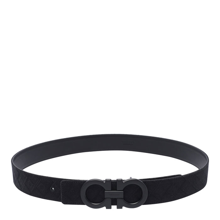 Ferragamo Belts Black Fabric Calf Leather