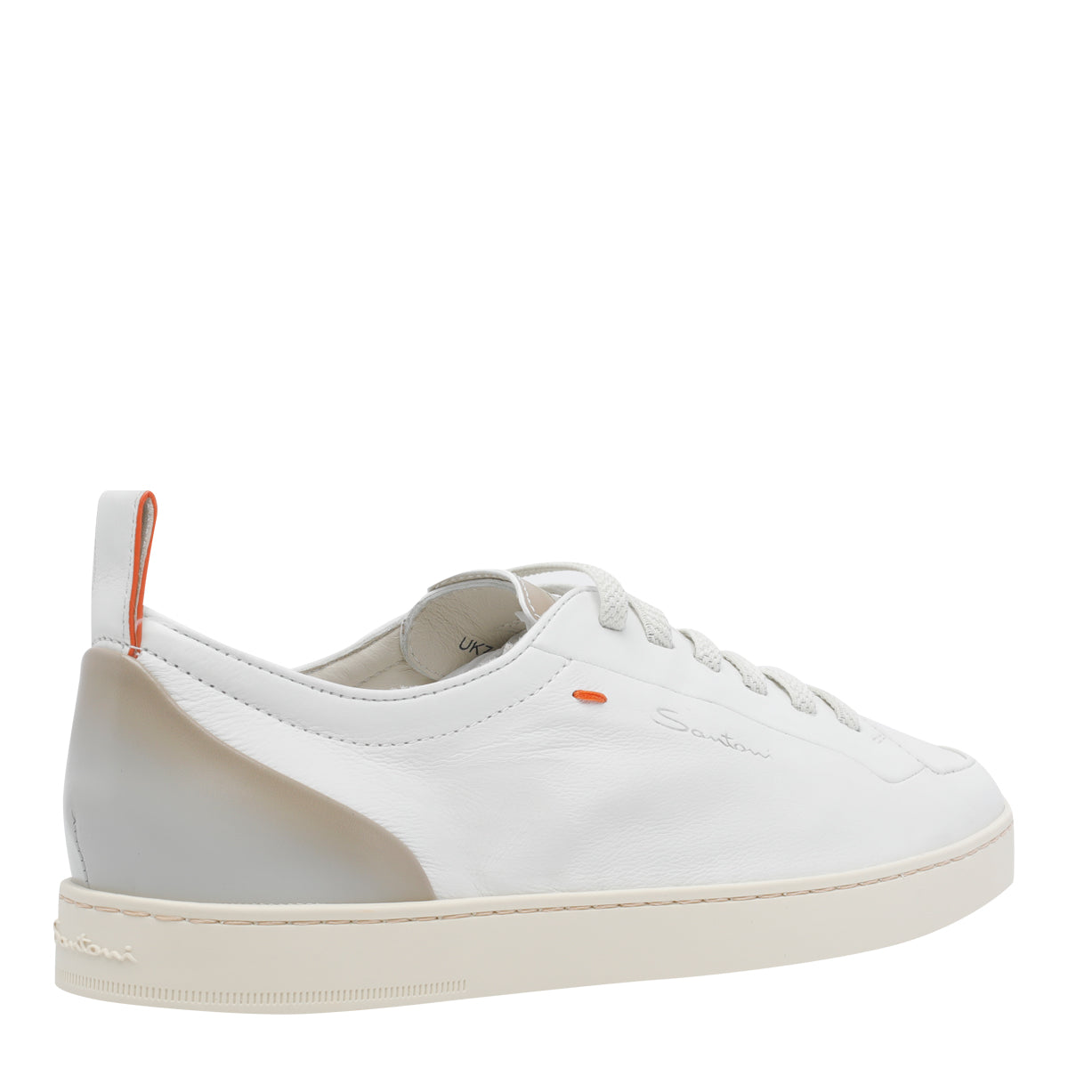 Santoni Sneakers White Calf Leather/rubber Sole