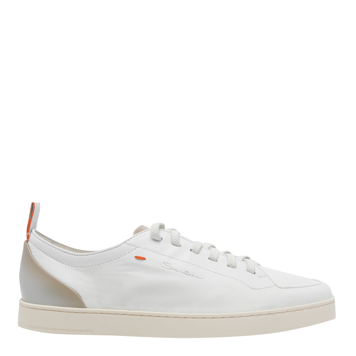 Santoni Sneakers White Calf Leather/rubber Sole