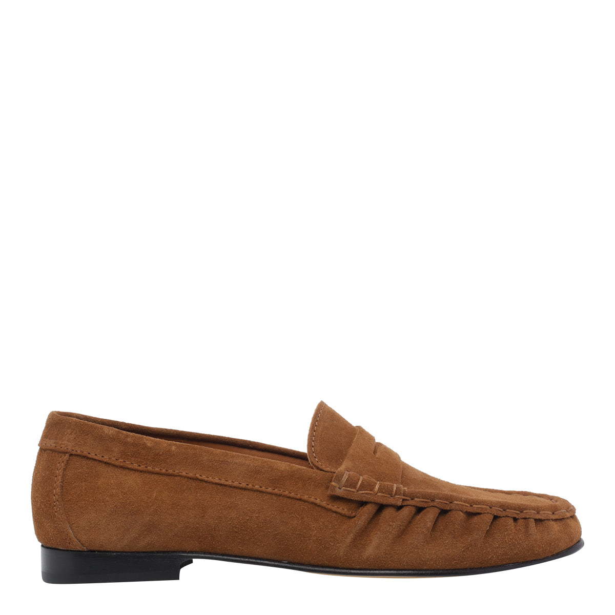 Poeve Flat Shoes Brown Suede Leather/rubber Sole