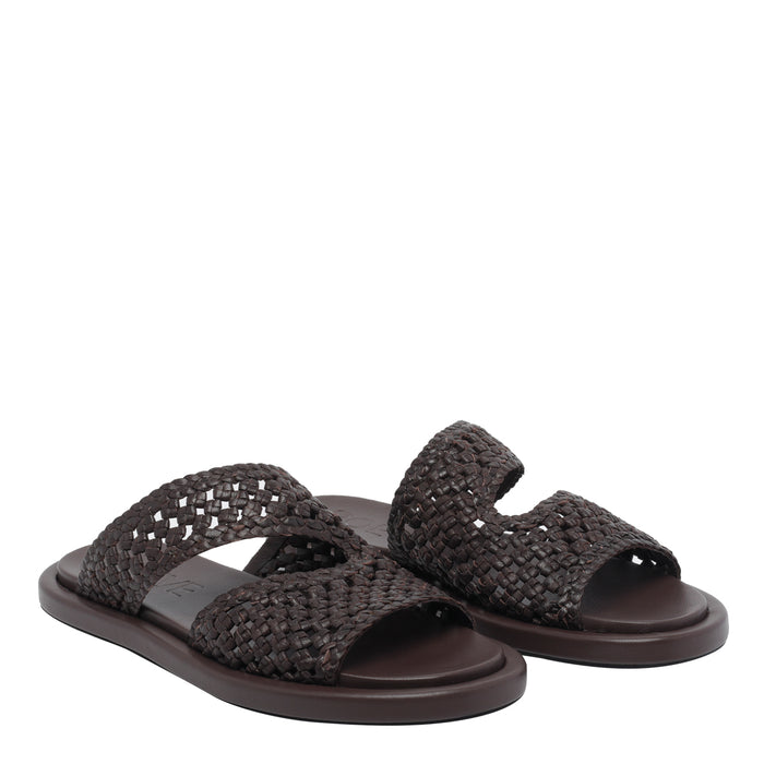 Poeve Sandals Brown Calf Leather/rubber Sole