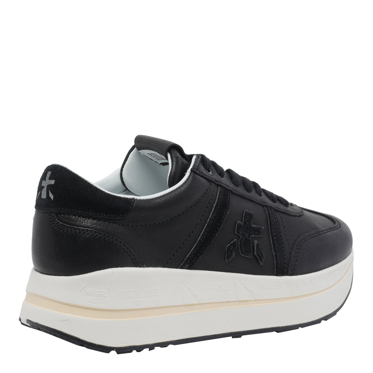 Premiata Sneakers Black Calf Leather/rubber Sole