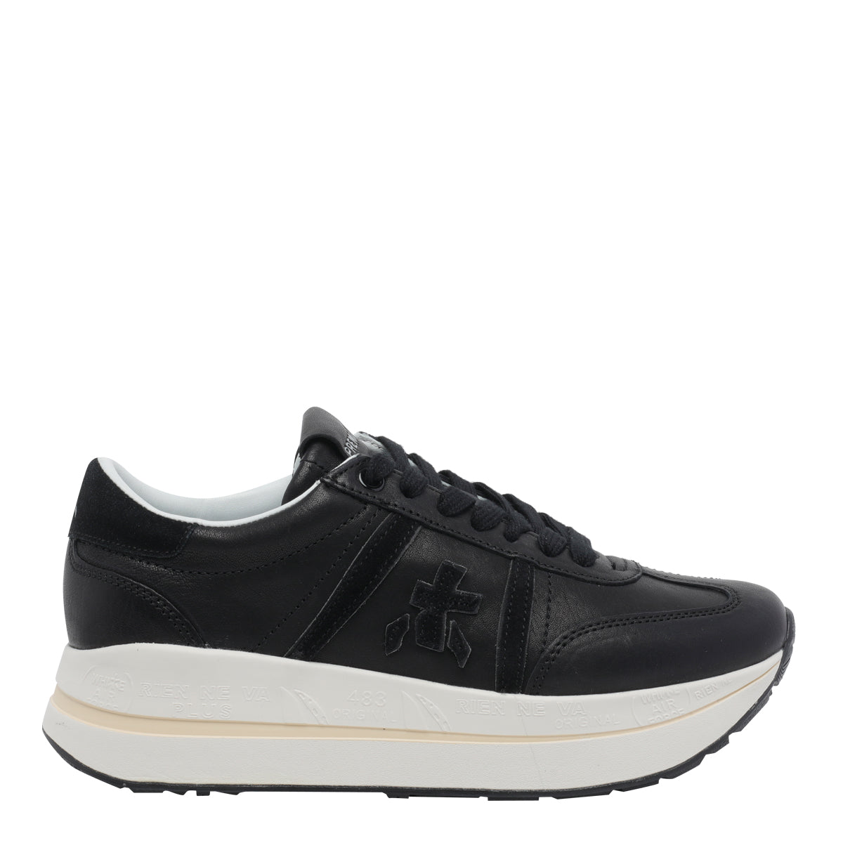 Premiata Sneakers Black Calf Leather/rubber Sole