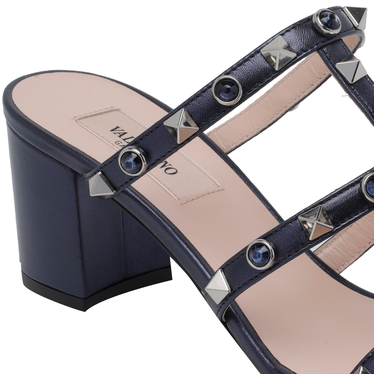 Valentino Garavani Sandals Blue Calf Leather/leather Sole