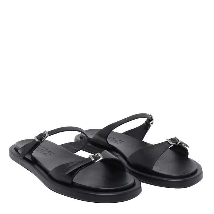 Poeve Sandals Black Calf Leather/rubber Sole