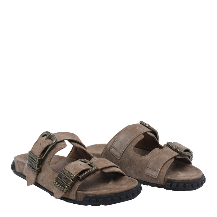 Ash Sandals Beige Suede Leather/rubber Sole