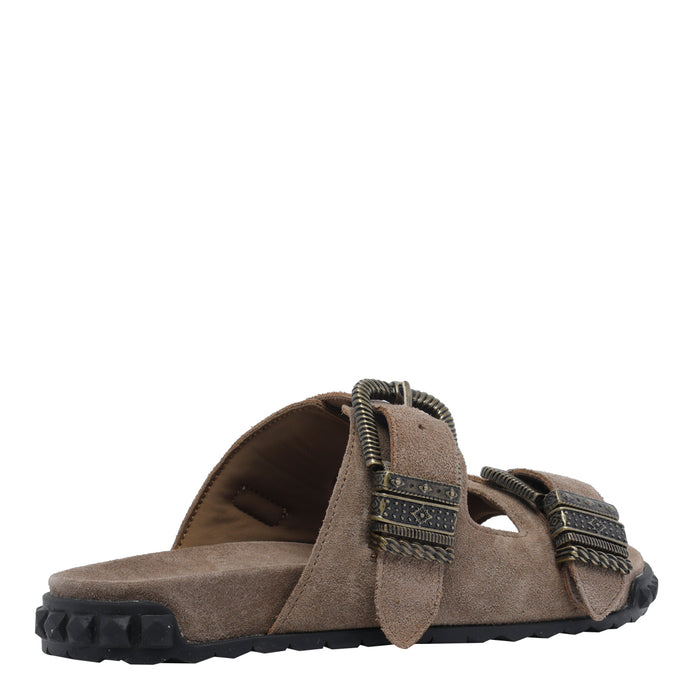 Ash Sandals Beige Suede Leather/rubber Sole