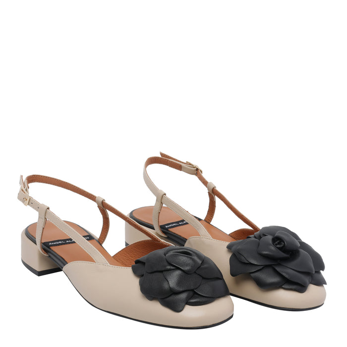 Angel Alarcon With Heel White Calf Leather/rubber Sole