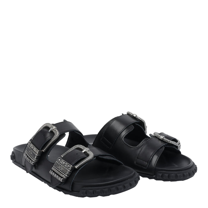 Ash Sandals Black Calf Leather/rubber Sole