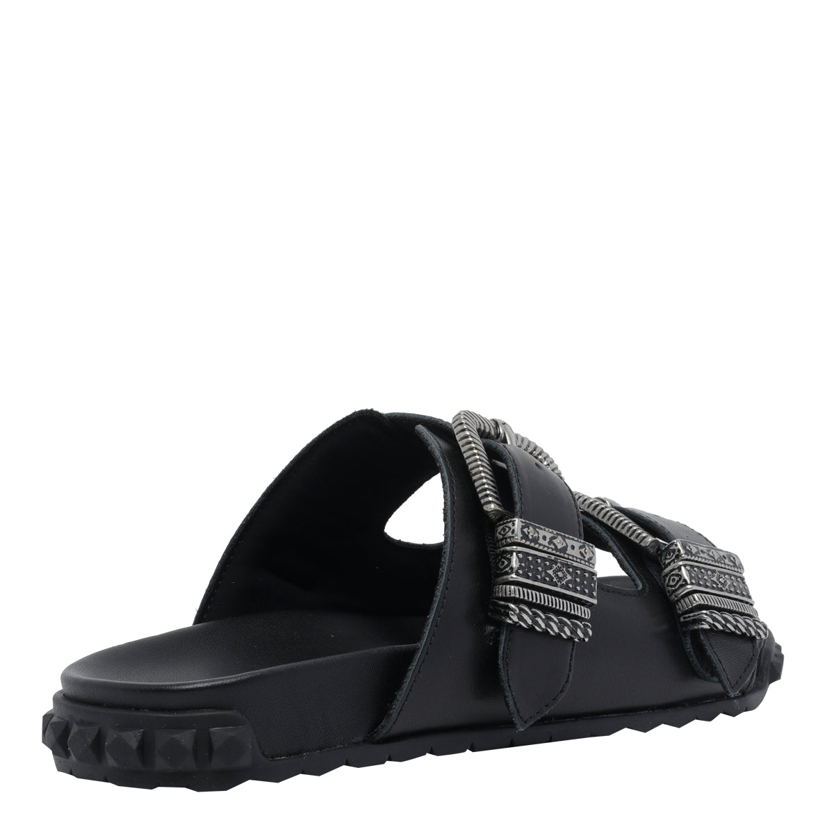 Ash Sandals Black Calf Leather/rubber Sole
