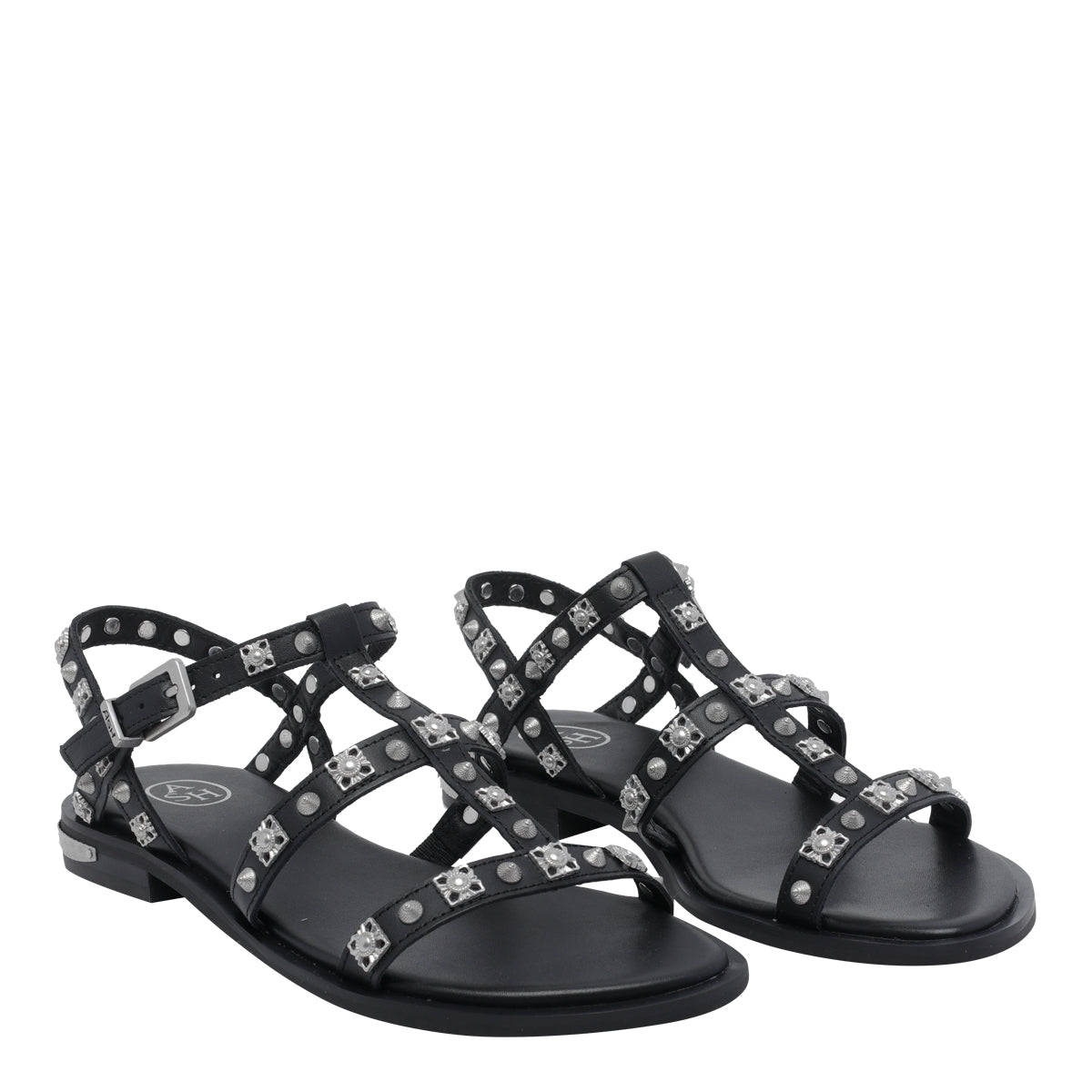 Ash Sandals Black Calf Leather/rubber Sole