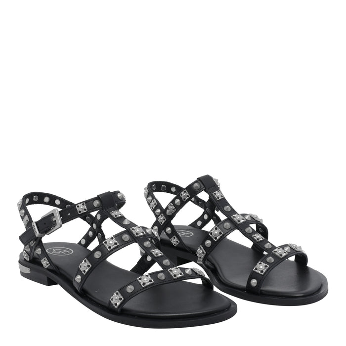 Ash Sandals Black Calf Leather/rubber Sole
