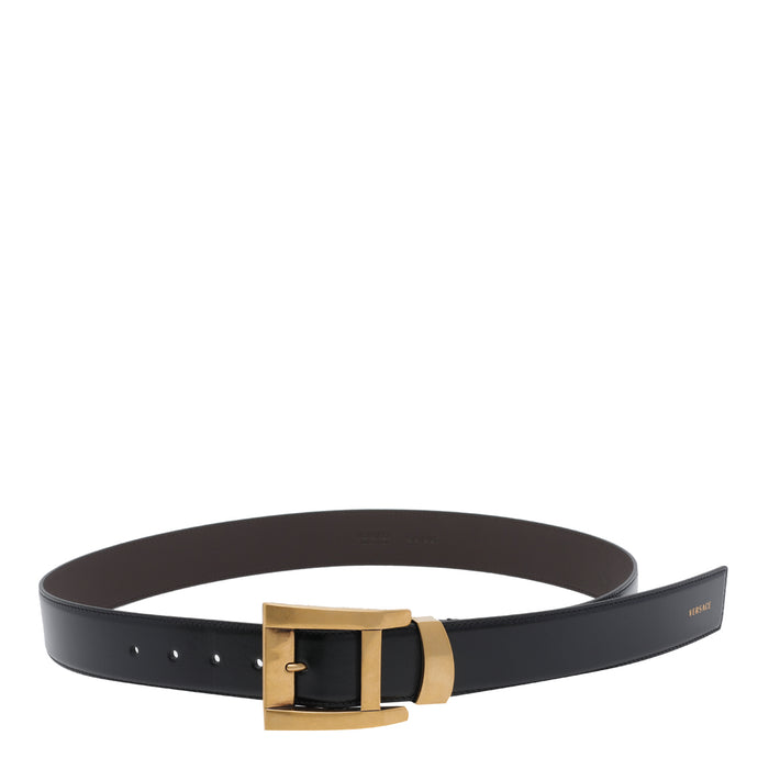 Versace Belts Black Calf Leather