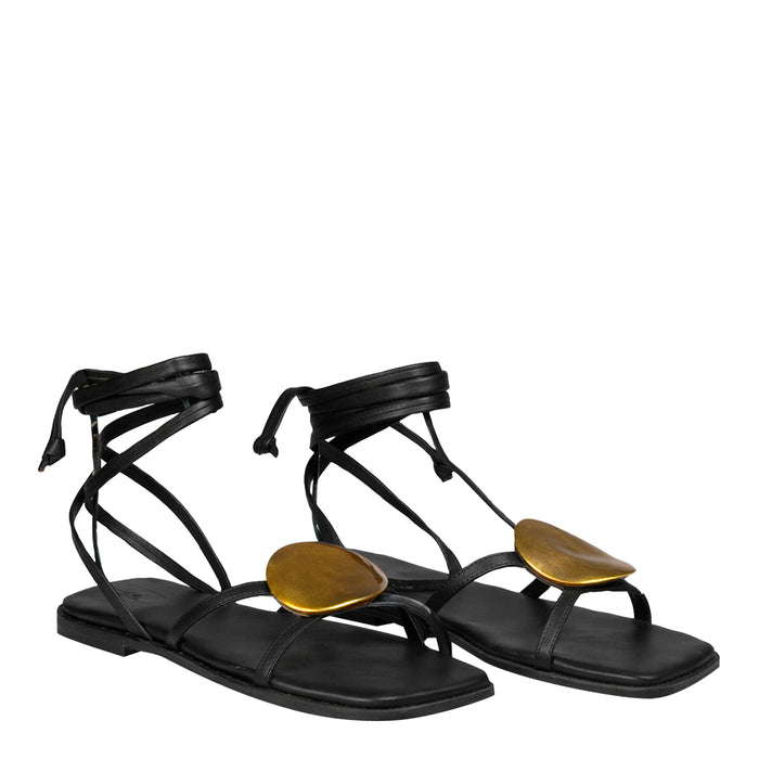 Vic Matie Sandals Black Calf Leather/leather Sole