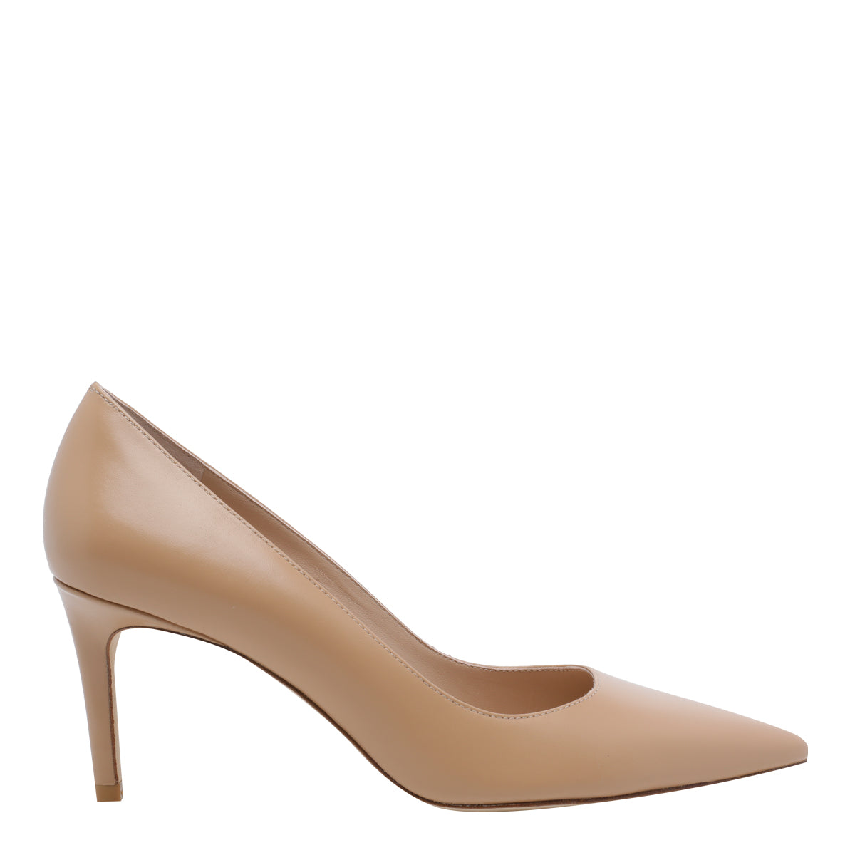 Stuart Weitzman With Heel Beige Calf Leather/leather Sole