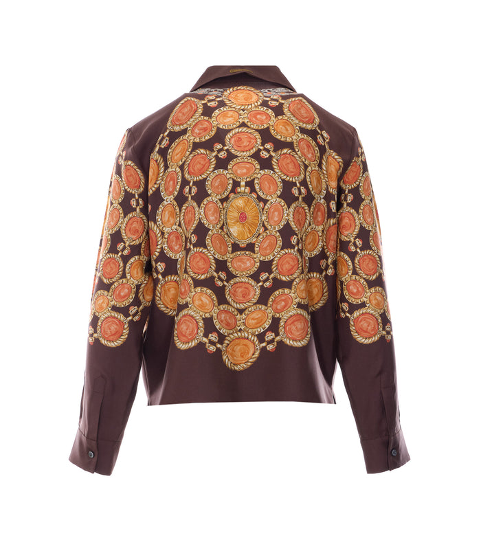 Versace Shirts Chocolate+amber Silk