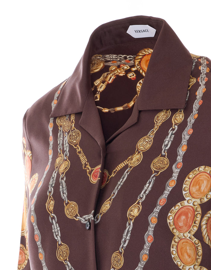 Versace Shirts Chocolate+amber Silk