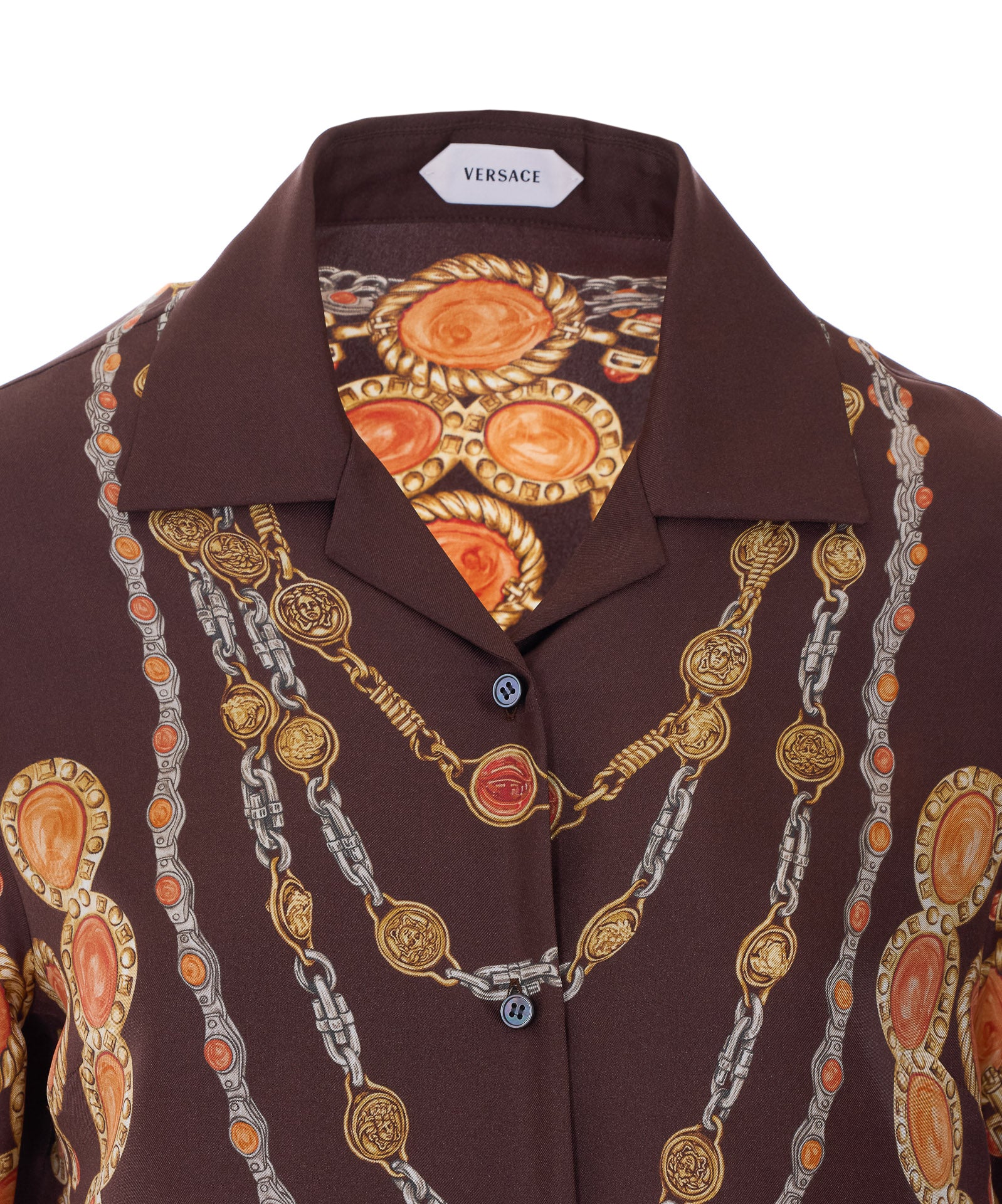 Versace Shirts Chocolate+amber Silk