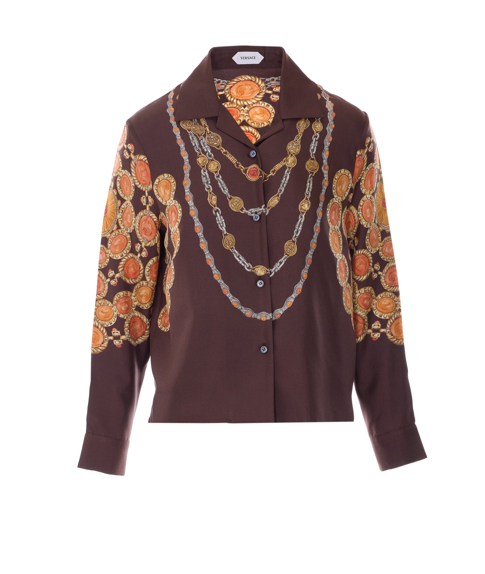 Versace Shirts Chocolate+amber Silk