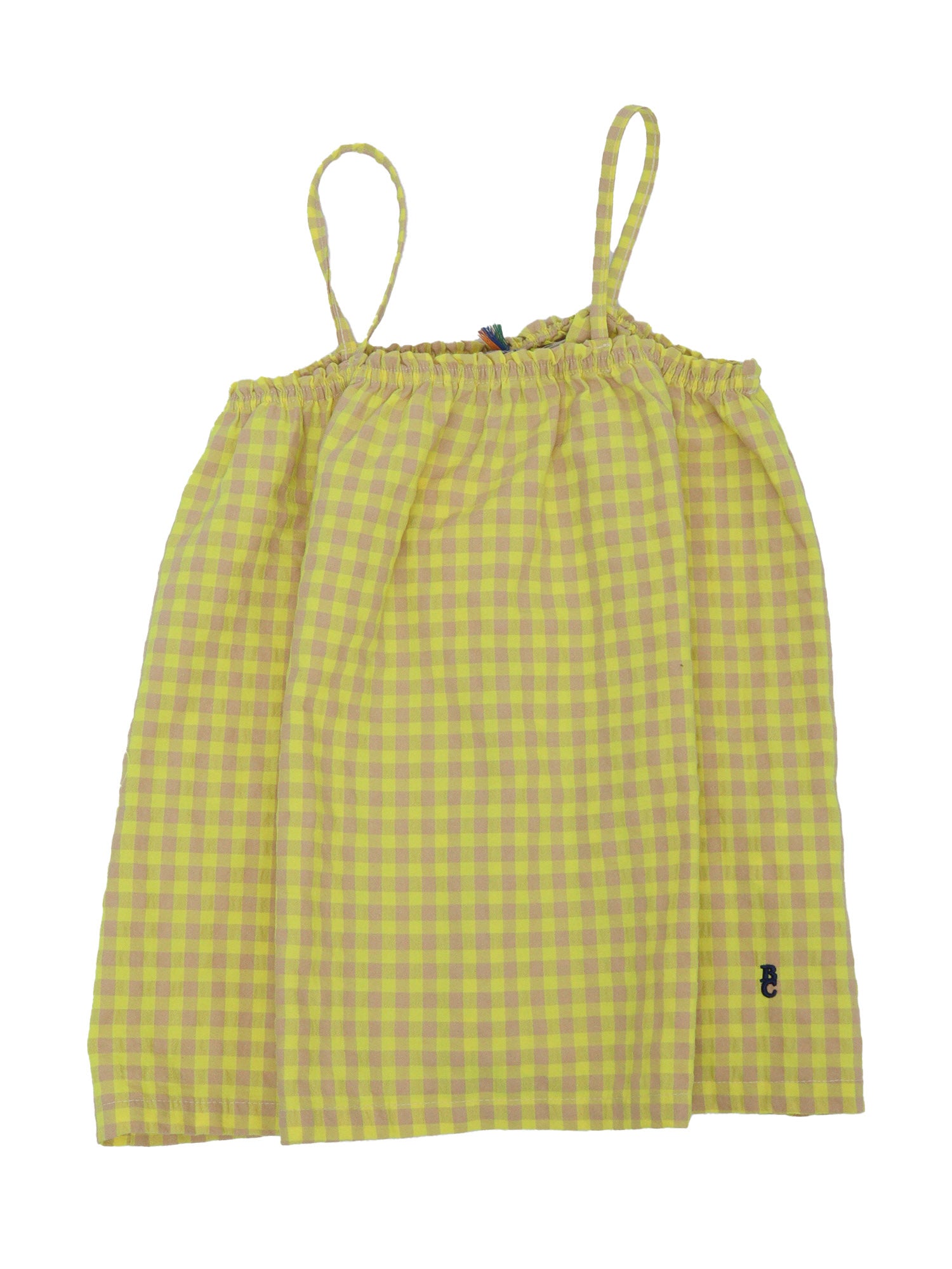 Vichy woven top Yellow Cotton Recycled Polyester