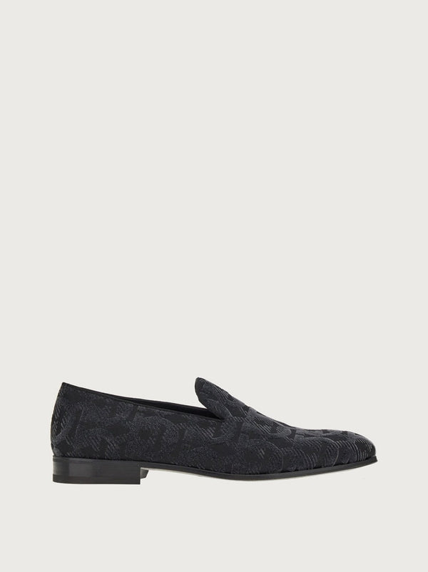 Ferragamo Mens Black Jacquard Fabric Shoes
