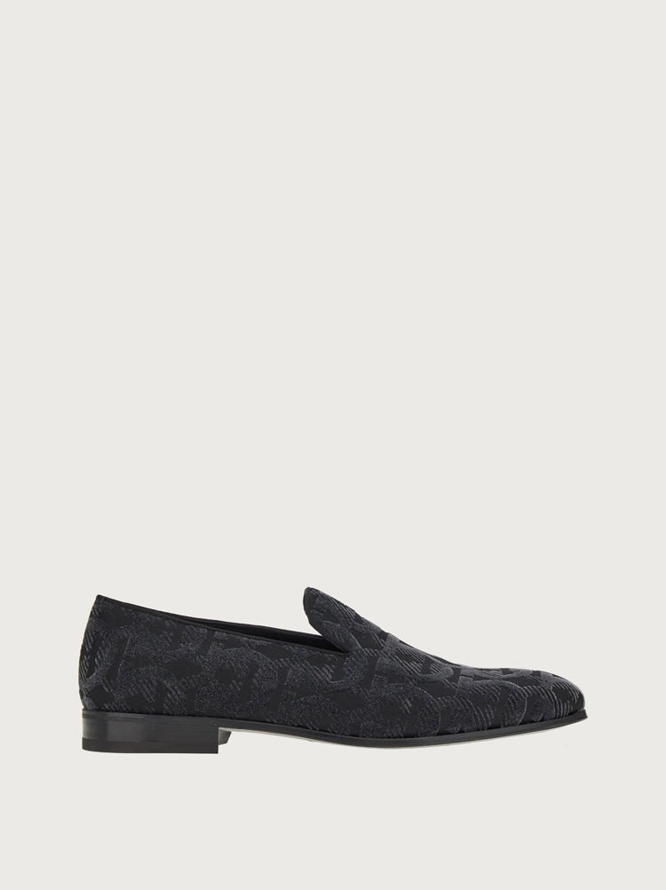 Ferragamo Mens Black Jacquard Fabric Shoes